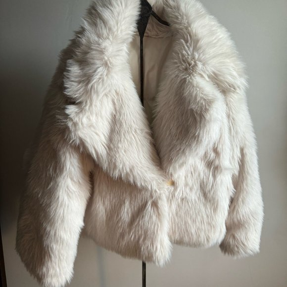 Banana Republic Faux Fur Reversible Down Coat M - Picture 2 of 8